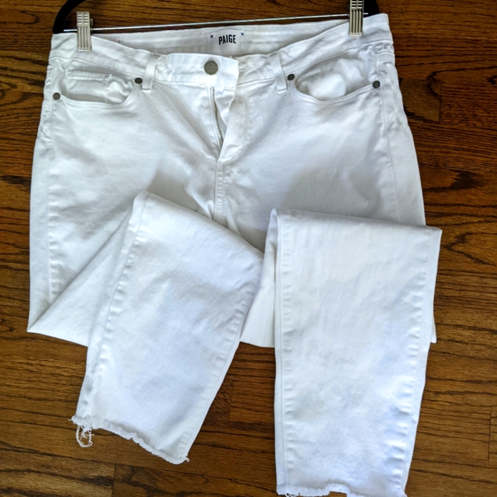 Paige white jeans, raw hem